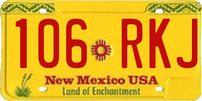 NM license plate 106RKJ