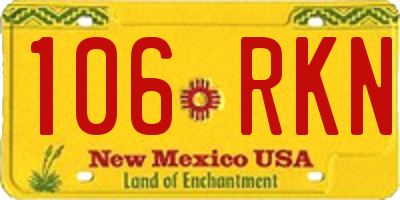 NM license plate 106RKN