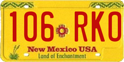 NM license plate 106RKO