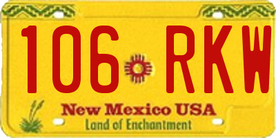 NM license plate 106RKW