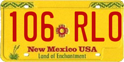 NM license plate 106RLO