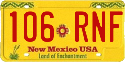 NM license plate 106RNF