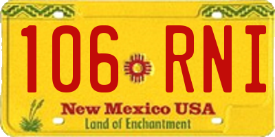 NM license plate 106RNI