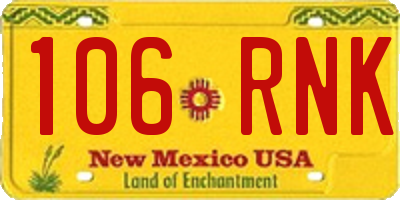 NM license plate 106RNK
