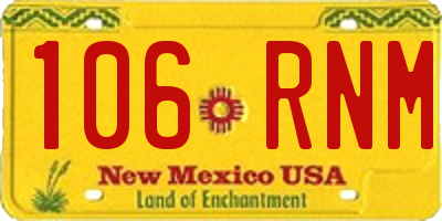 NM license plate 106RNM