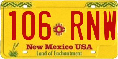 NM license plate 106RNW