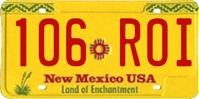 NM license plate 106ROI
