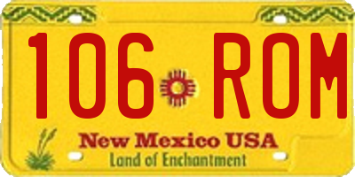 NM license plate 106ROM