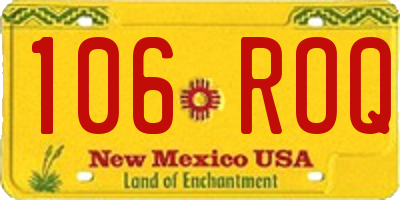 NM license plate 106ROQ