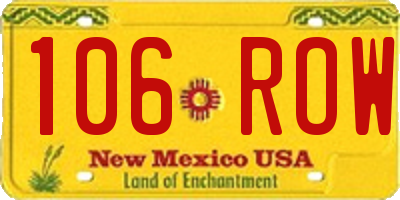 NM license plate 106ROW