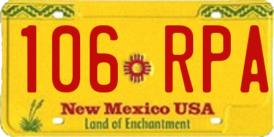 NM license plate 106RPA