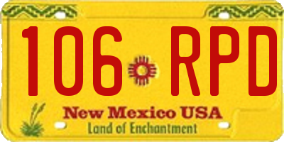 NM license plate 106RPD