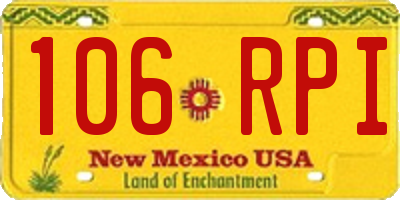 NM license plate 106RPI