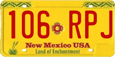 NM license plate 106RPJ