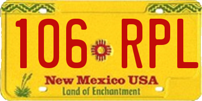 NM license plate 106RPL