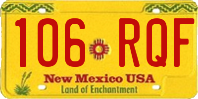 NM license plate 106RQF