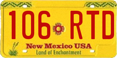 NM license plate 106RTD