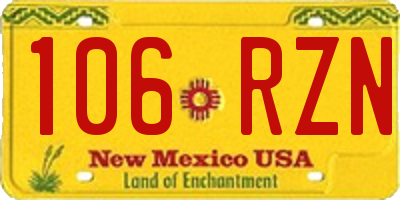 NM license plate 106RZN
