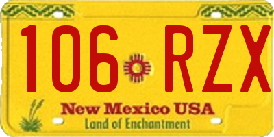 NM license plate 106RZX