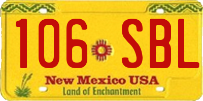 NM license plate 106SBL