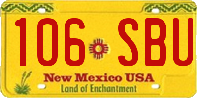 NM license plate 106SBU