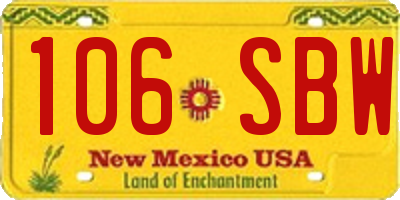 NM license plate 106SBW