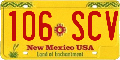 NM license plate 106SCV