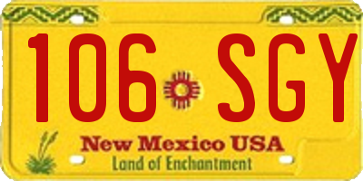NM license plate 106SGY