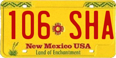 NM license plate 106SHA