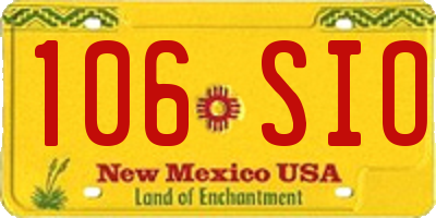 NM license plate 106SIO