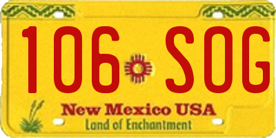 NM license plate 106SOG