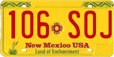 NM license plate 106SOJ