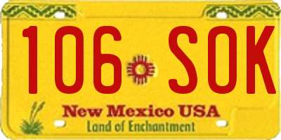 NM license plate 106SOK