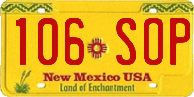 NM license plate 106SOP