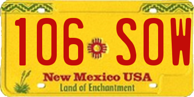 NM license plate 106SOW