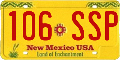 NM license plate 106SSP