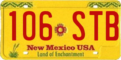 NM license plate 106STB