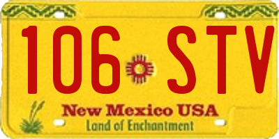 NM license plate 106STV
