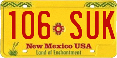 NM license plate 106SUK