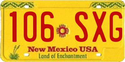 NM license plate 106SXG