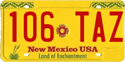 NM license plate 106TAZ