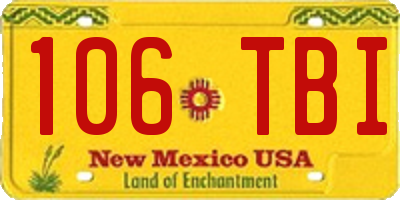 NM license plate 106TBI