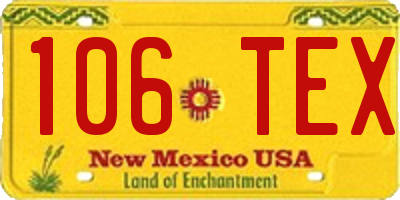NM license plate 106TEX