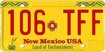 NM license plate 106TFF