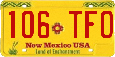 NM license plate 106TFO
