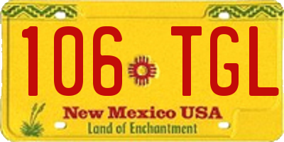 NM license plate 106TGL