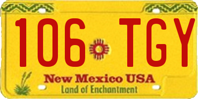 NM license plate 106TGY