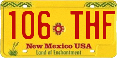 NM license plate 106THF