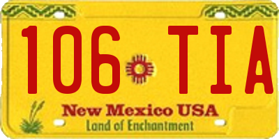 NM license plate 106TIA