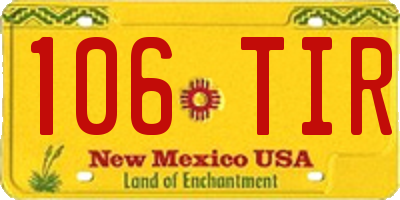 NM license plate 106TIR